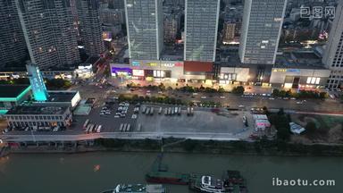 航拍湖北宜昌三峡旅游度假区宜昌港夜景